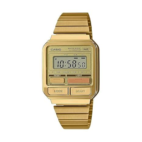 Casio Unisex Vintage A120WEG-9ADF Gold Digital Dial Gold Stainless ...