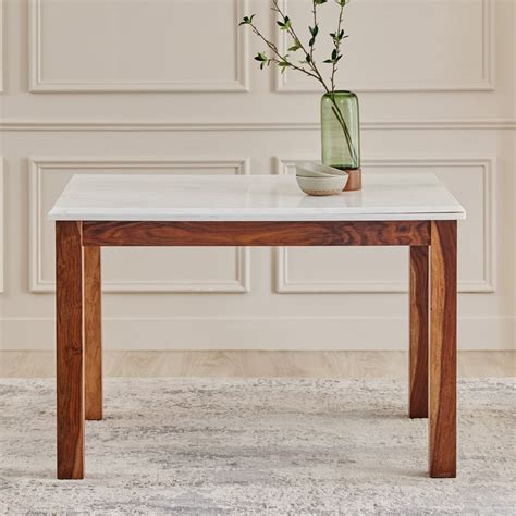 Buy Adana Grand Marble Top 4-Seater Dining Set with Chairs and Bench ...