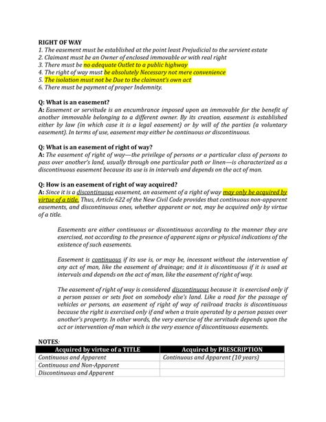 Research Right of Way - Law - RIGHT OF WAY The easement must be ...