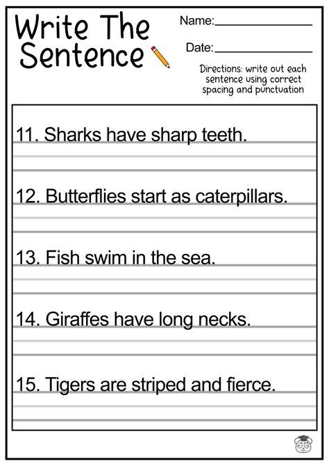 11 Printable Sentence Writing English Worksheets! Improve Reading and Writing Skills (ages 4 - 7 ...