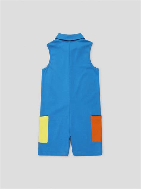 Classic Cotton Collared Color Block Romper For Girls – Spunkies
