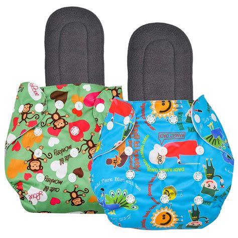 Suppro Reusable Cloth Diaper for baby (3M-3Y) Green Printed and Sky ...