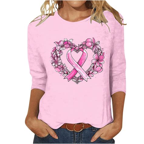 ZQGJB Womens Pink Ribbon TShirts Breast Cancer Awareness Pullover Top ...