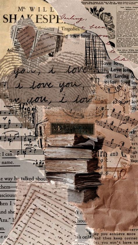 Vintage Aesthetic Collage with Music Notes and Words