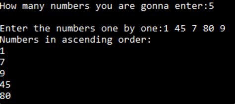 Arrange numbers in ascending order - RakeshMgs