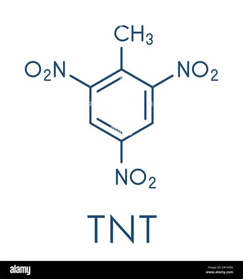 Trinitrotoluene (TNT) high explosive molecule. Skeletal formula Stock ...