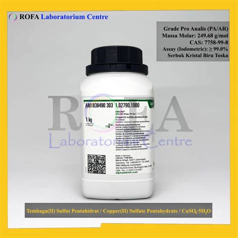 Jual Tembaga (II) Sulfat Pentahidrat / CuSO4 Merck 1000 Gram - Kota ...