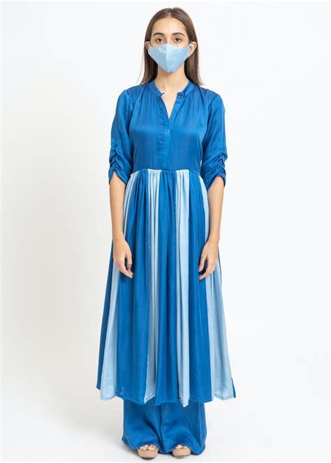 Get Blue Hue Pleated Anarkali Kurta at ₹ 3990 | LBB Shop