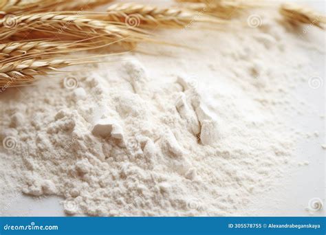 Close-up of Wheat and Flour on Table Stock Illustration - Illustration ...