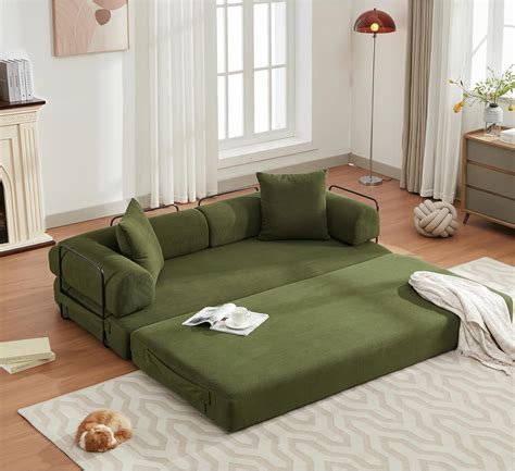 Amazon.com: ZEIINPA Convertible Sleeper Sofa Bed with Cylindrical ...