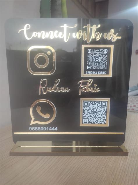 3D Social Media & UPI QR Code Placard - Medium, Custom Design with Icon ...
