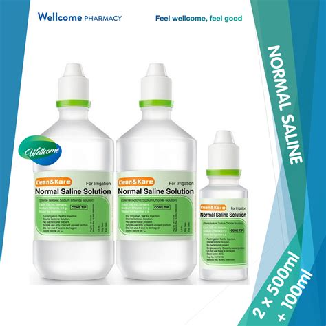 Klean & Kare Normal Saline Solution (Cone Tip) - 2 x 500ml FREE 100ml ...