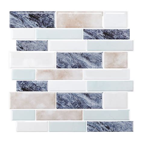 VEELIKE Blue Green Adhesive Backsplash Tiles Peel and Stick Wall Tiles ...