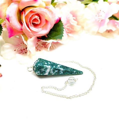 Buy Genuine Tree Agate Pendulum for Dowsing online - Talk to Crystals