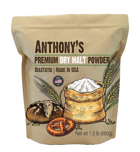 Amazon.com : Anthony's Diastatic Dry Malt Powder, 1.5 lb, Made in the ...