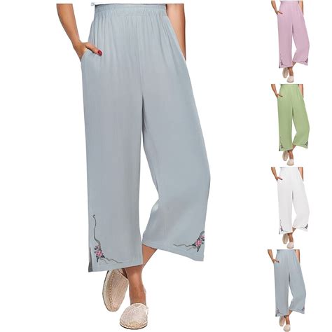 Dazajoo Women's Summer Pants on Sale Linen Pants Women Summer Boho ...
