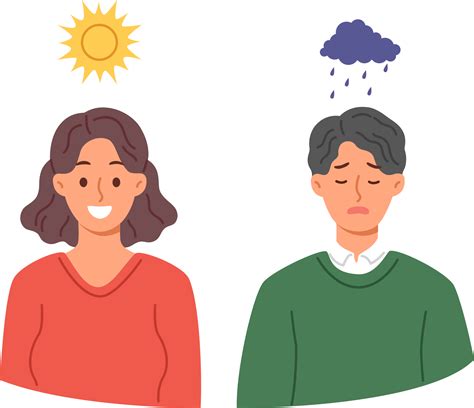 Influence of climate on human mood causes joy in woman during sunny weather or sadness in guy ...