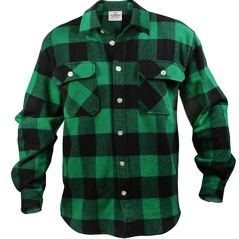 Rothco - Extra Heavyweight Buffalo Plaid Flannel Shirts - Green Plaid ...