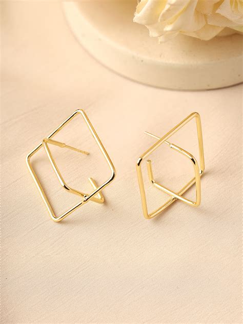 Priyaasi Gold Plated Geometric Shape Elegant Earrings