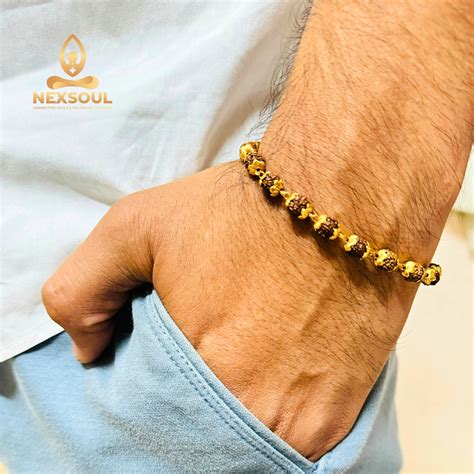 Gold Plated Classic Rudraksha Bracelet for Men – Nexsoul