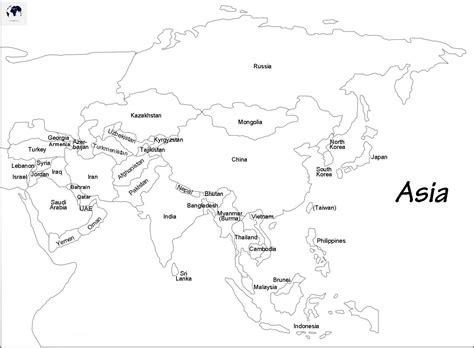 Blank Map of Asia - Blank World Map