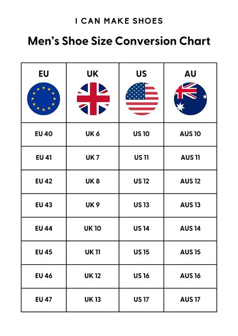 Mens Conversion Size Chart