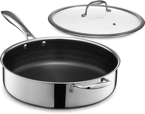 Amazon.com: HexClad Hybrid Nonstick 5.5 Qt Deep Sauté Pan and Lid ...