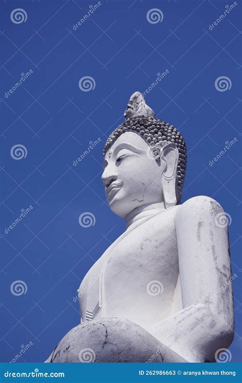 White Buddha Statue Big on Buddhism Place of Worship Thailand Stock ...