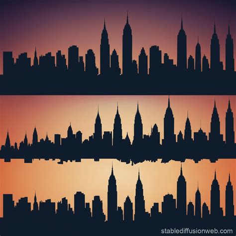 Silhouette of New York Skyline | Stable Diffusion Online - silhouette of new york