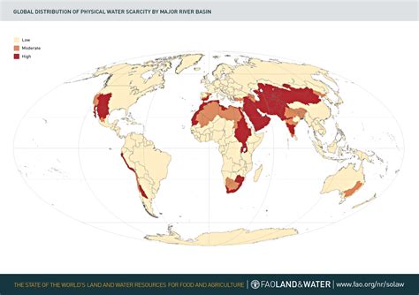 Global distribution of physical water scarcity by major river basin ...