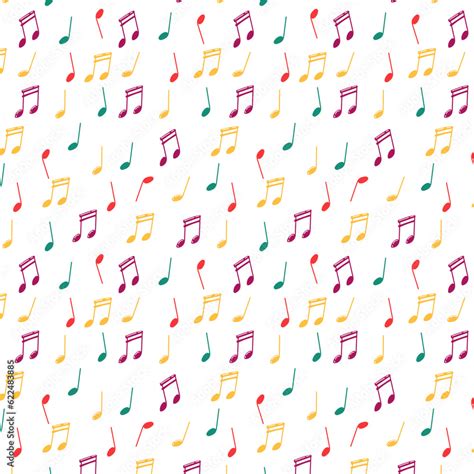 Multi colored pattern notes drawn by hand, doodle notes, simple symbols of music. study of music ...