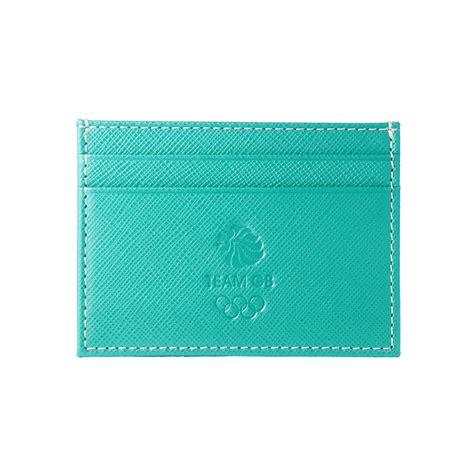 Mappin & Webb Team GB Saffiano Leather 4CC Wallet - Turquoise