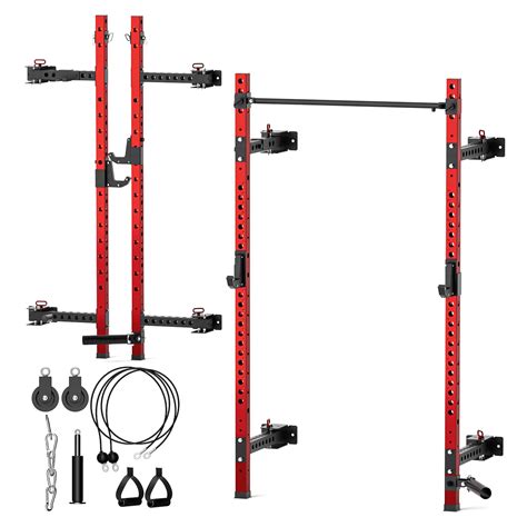 Buy 2.36" x 2.36" Folding Squat Rack, 1000LBS Capacity, Wall ed Power ...