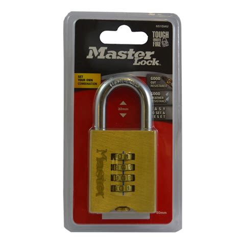 Master Lock 50mm Brass Resettable Combination Padlock - Bunnings Australia