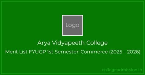 Arya Vidyapeeth College: Merit List FYUGP 1st Semester: Commerce (2025 ...