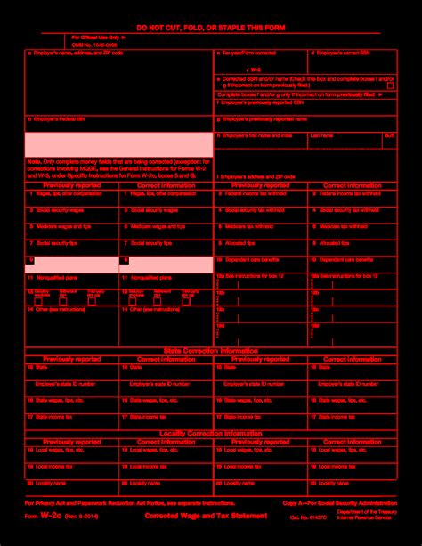 Image result for W-2c Forms Printable
