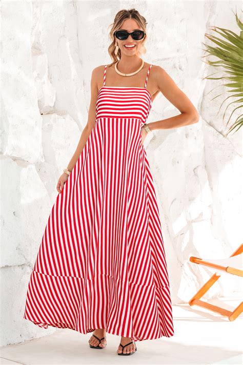 Polished Retreat Striped Maxi Dress