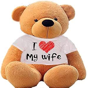 Buy Hug'n'Feel® Soft Toys Big Teddy Bear Wearing I Love My Wife T-Shirt ...