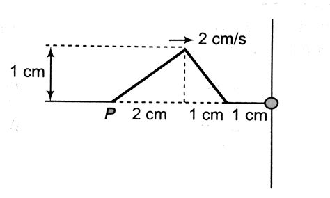 A triangular wave pulse moving at 2 cm/s on a rope approached an end at ...