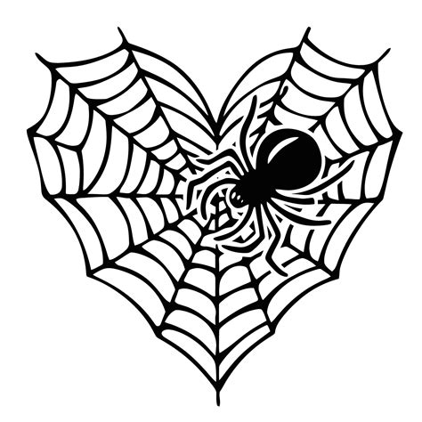 A heart-shaped web with a spider black and white illustration 44228219 ...