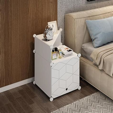 HOME CUBE Pvc, Metal Portable Bed Side Table Unit Shelf Cabinet Space ...