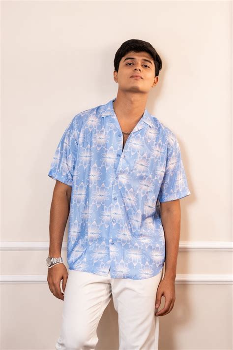 BLUE LOTUS HALF SHIRT – Nandini Gattani