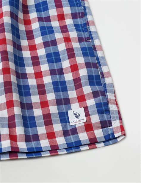 Buy Men Checkered Cotton Twill EX002 Boxers - Pack Of 1 Blue|U.S. Polo ...