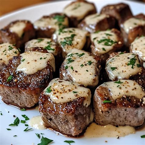 Garlic Butter Steak Bites with a Rich Parmesan Cream Sauce Recipe
