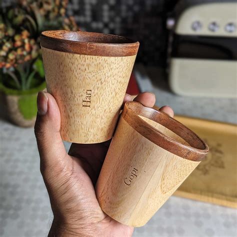 Wooden Tea Cups & Coasters With Name Engraved | Personalized Gift Set ...