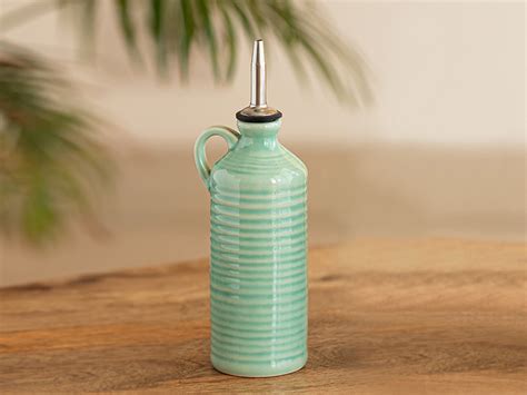 ExclusiveLane 'Caribbean Green' Ceramic Oil Dispenser Set of 2 (230 ML ...