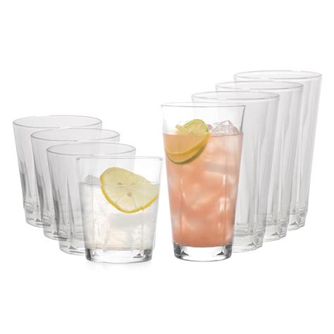 Libbey Monterey Everyday Drinking Glasses Set of 8, Geometric Shape DOF ...