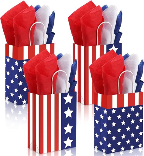 Amazon.com: FEBSNOW 4th of July Gift Bags, 18 Pcs Patriotic Goodie Bags ...