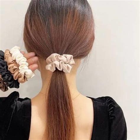 VF Collection Premium Quality Satin Silk Scrunchie (10 Color 50 Piece ...