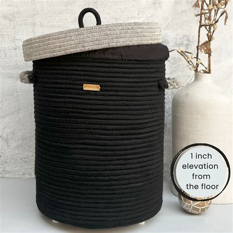 Black Laundry Basket with Lid | Nobbys